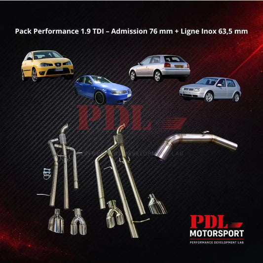 Pack Performance 1.9 TDI – Admission 76 mm + Ligne Inox 63,5 mm PDL Motorsport